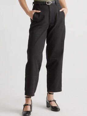 Quince Organic Stretch Cotton Twill Barrel Pants — Black / Size 8
